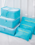 Barnaby’s 6 Piece Travel Cubes - Cyan - Packing Organizers