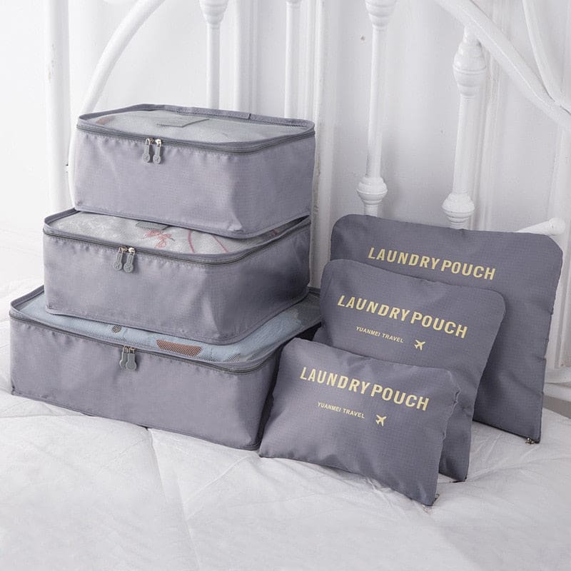 Barnaby’s 6 Piece Travel Cubes - Gray - Packing Organizers