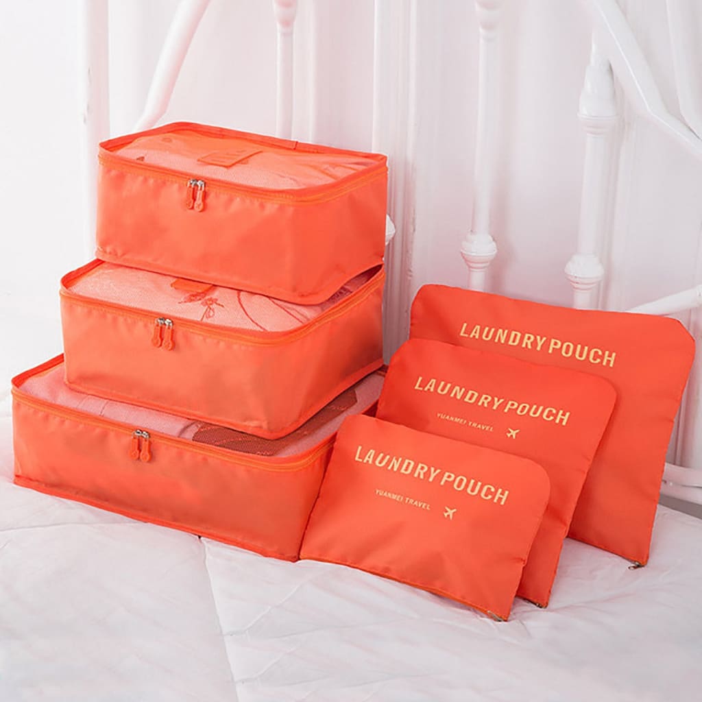 Barnaby’s 6 Piece Travel Cubes - Orange - Packing Organizers