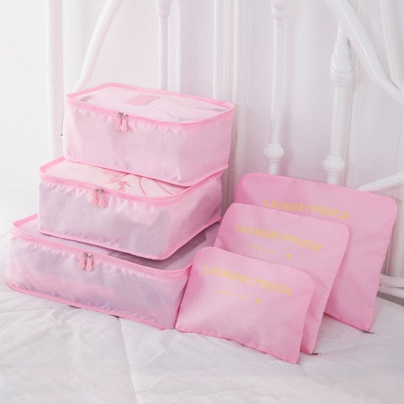 Barnaby’s 6 Piece Travel Cubes - Pink - Packing Organizers