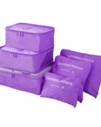 Barnaby’s 6 Piece Travel Cubes - Purple - Packing Organizers