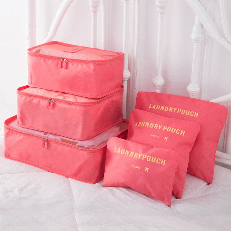 Barnaby’s 6 Piece Travel Cubes - Red - Packing Organizers