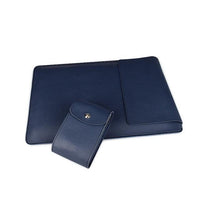 PU Leather Laptop Sleeve with Stand & Bag-navy-protection-laptop