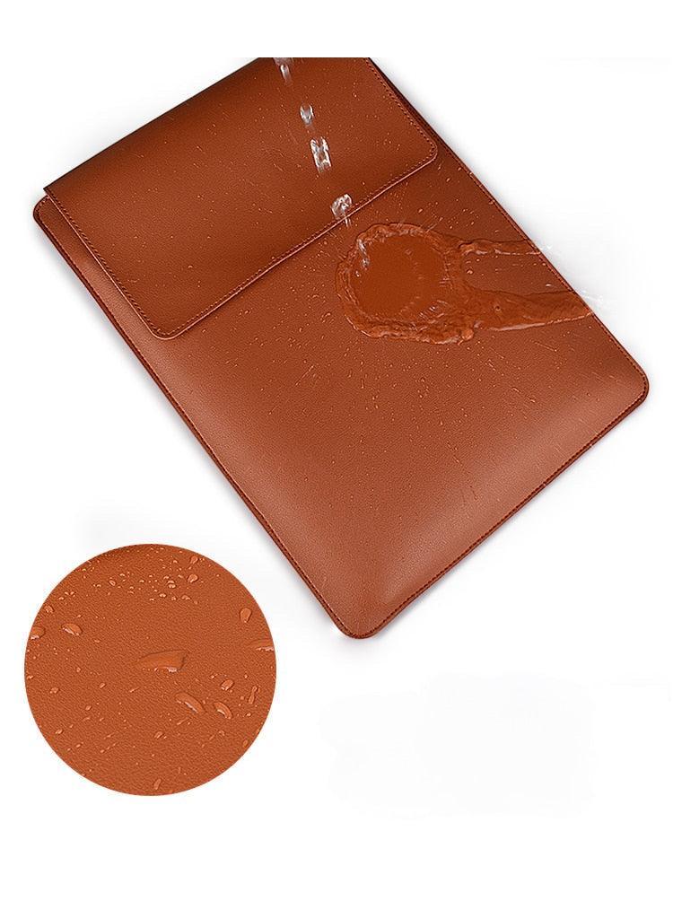 PU Leather Laptop Sleeve with Stand-water-resistant