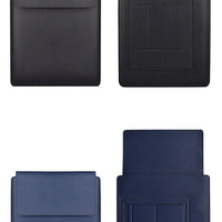 PU Leather Laptop Sleeve with Stand-balck-blue